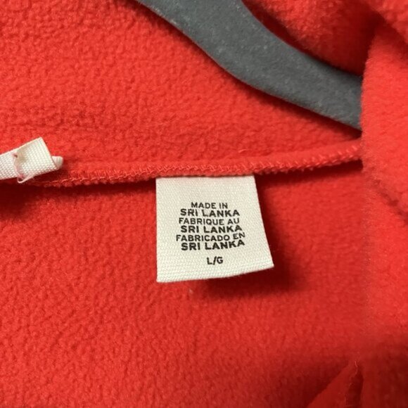 Levi's Half Zip Cropped Fleece Sweater Womens L Orange Red Drawstring - Picture 6 of 8